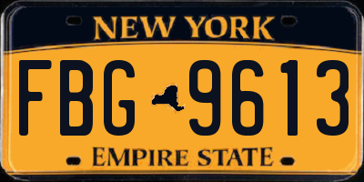 NY license plate FBG9613