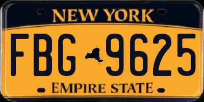 NY license plate FBG9625