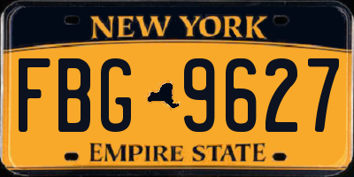 NY license plate FBG9627