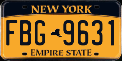 NY license plate FBG9631
