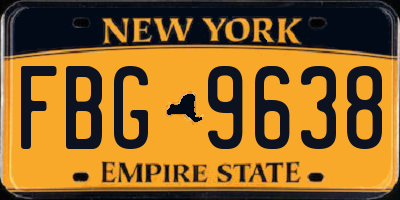 NY license plate FBG9638