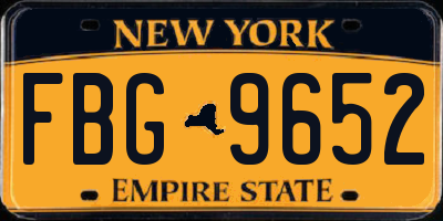 NY license plate FBG9652