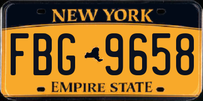 NY license plate FBG9658
