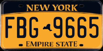 NY license plate FBG9665