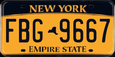 NY license plate FBG9667