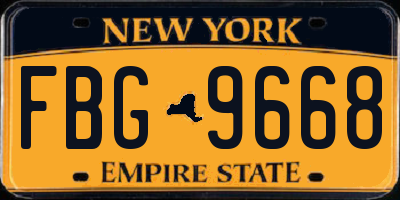 NY license plate FBG9668