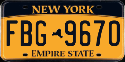 NY license plate FBG9670