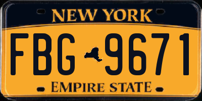 NY license plate FBG9671