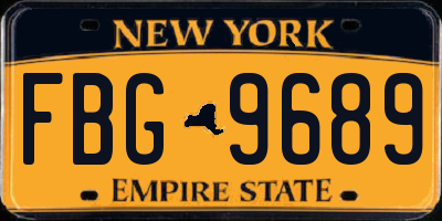 NY license plate FBG9689