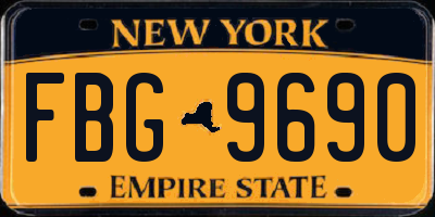 NY license plate FBG9690