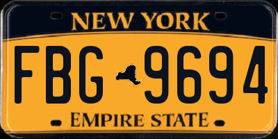 NY license plate FBG9694