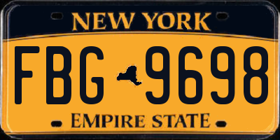 NY license plate FBG9698