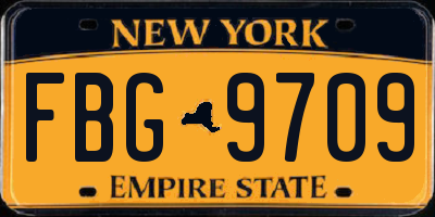 NY license plate FBG9709
