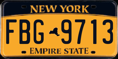 NY license plate FBG9713