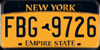 NY license plate FBG9726