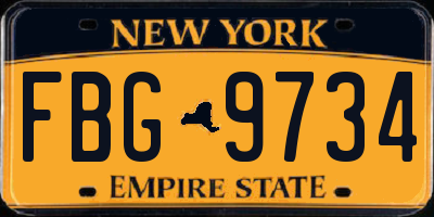 NY license plate FBG9734