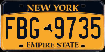 NY license plate FBG9735