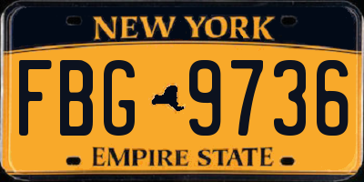 NY license plate FBG9736