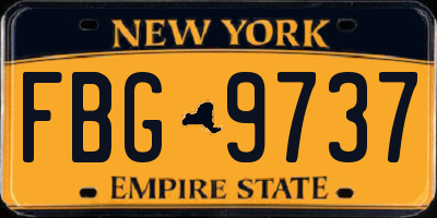 NY license plate FBG9737