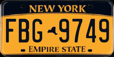 NY license plate FBG9749