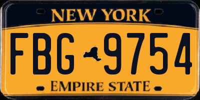 NY license plate FBG9754