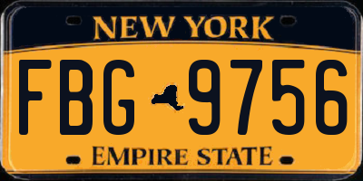 NY license plate FBG9756