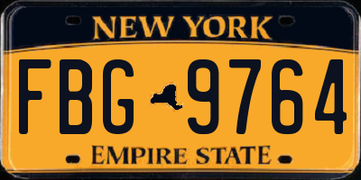 NY license plate FBG9764
