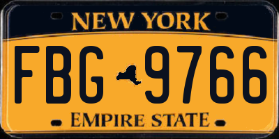 NY license plate FBG9766