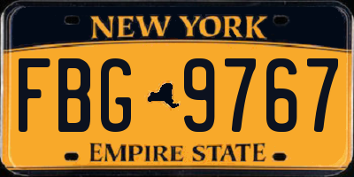 NY license plate FBG9767