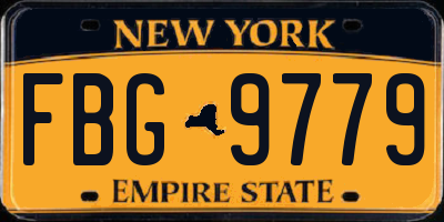 NY license plate FBG9779