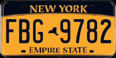 NY license plate FBG9782
