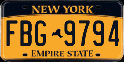 NY license plate FBG9794