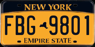 NY license plate FBG9801
