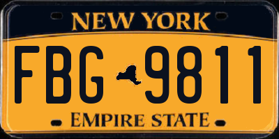NY license plate FBG9811