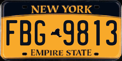 NY license plate FBG9813