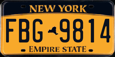 NY license plate FBG9814