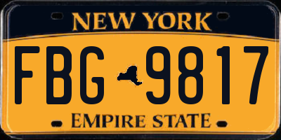 NY license plate FBG9817