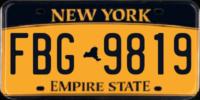 NY license plate FBG9819