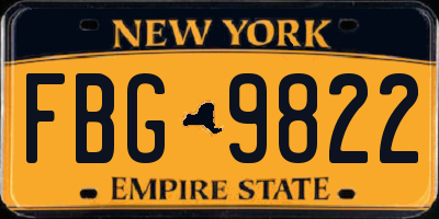 NY license plate FBG9822