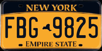 NY license plate FBG9825