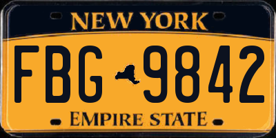NY license plate FBG9842