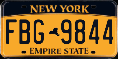 NY license plate FBG9844