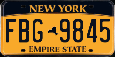 NY license plate FBG9845