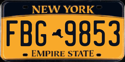 NY license plate FBG9853