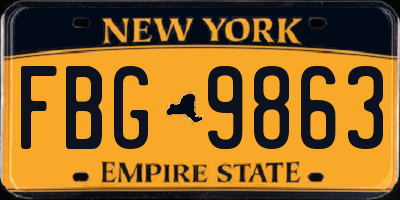 NY license plate FBG9863