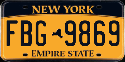 NY license plate FBG9869
