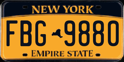 NY license plate FBG9880
