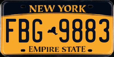 NY license plate FBG9883