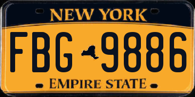 NY license plate FBG9886