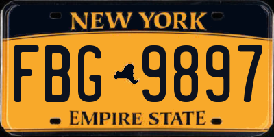 NY license plate FBG9897